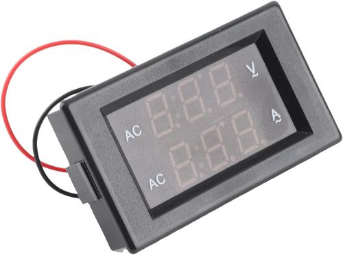 Digital Voltmeter with LED Red and Green Display - 2-in-1 AC Voltage and Amp Meter for 60-500V AC, 0-50A Panel Meter for Voltage and Current Testing