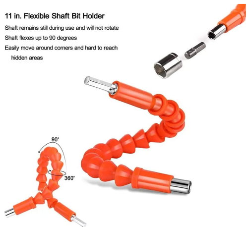 Flexible Drill Snake Bit Extension Power Drill Head Angle Driver Bend Screwdriver Tools with 10 Pcs Drill Bit Sets and 9 Pcs hex sockets T 599