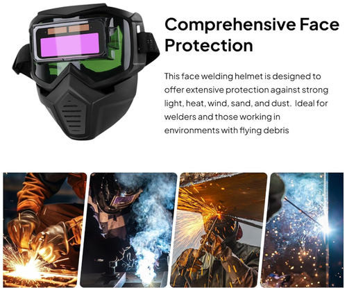 Automatic Darkening Welding Helme, Detachable Large Viewing Welding Hood, Lightweight and Breathable Face Shield, Professional Welding Mask for ARC Weld Grinding