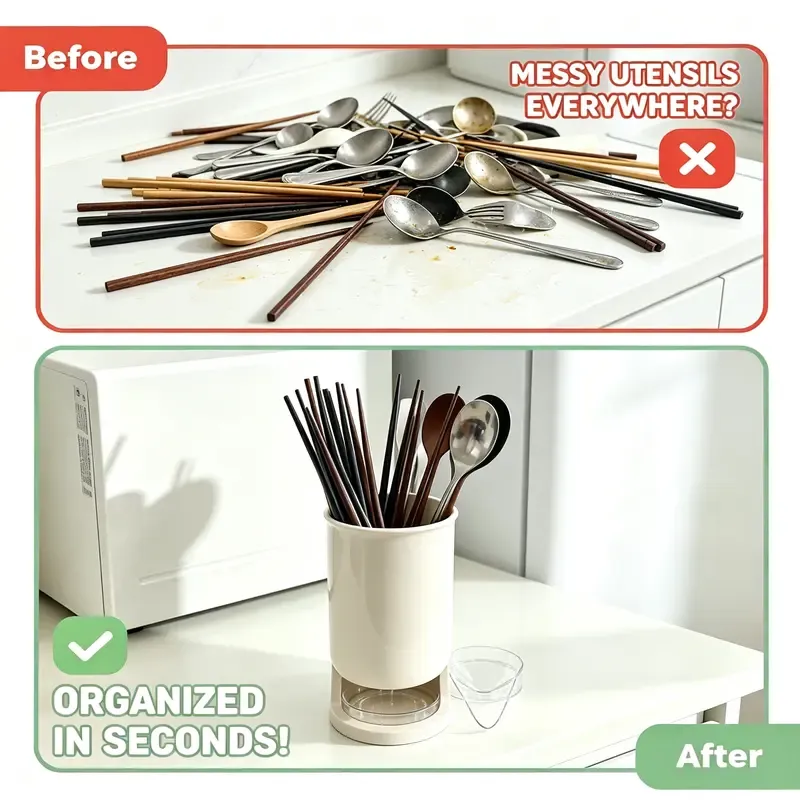 Stylish Kitchen Spoon Fork Drying Holder Storage Crock