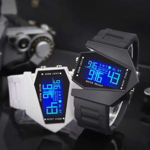 Luminous Square Fighter-Style Watch — Multifunctional, Luminous Aircraft-Themed Sports Wristwatch for Couples — Trendy & Versatile Matching Timepiece