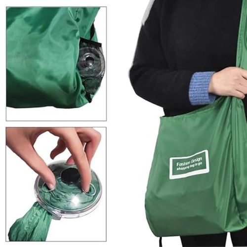 Disc roll up Portable Grocery Bag with Storage Disc Foldable Shopping Bag for Travel Storage in Zipper Case Large Durable Lightweight