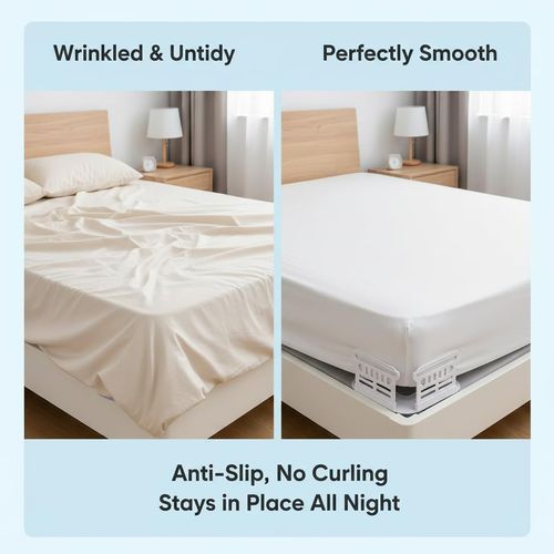 4-Pack Bed Sheet Holder,Upgraded Non-Slip Sheet Grippers & Clips,Durable,Universal Fit for King Queen Full Twin Mattress Corners, Easy Lock System for Fitted Sheets.