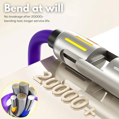 4 in1 Multi Charger Cable, PD 240W with Dual USB-C & USB-A Ports | 1.5m, Metal Ports with Breathing Light Compatible with iPhon14,16 Android Samsung Galaxy MacBook iPad Android devices (Black)