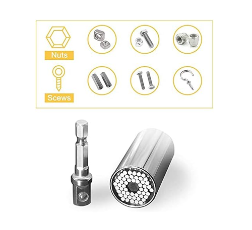 Universal Socket Wrench (7-19mm),Multi-Function Grip,Ratchet Tool Set,Power Drill Adapter