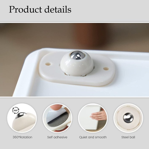 4-pack of Self Adhesive Mini Caster Wheels, Roller Ball Transfer Bearing, 360° Rotation Universal Wheel, Sticky Pulley for Trash Can, Storage Box, Small Furniture