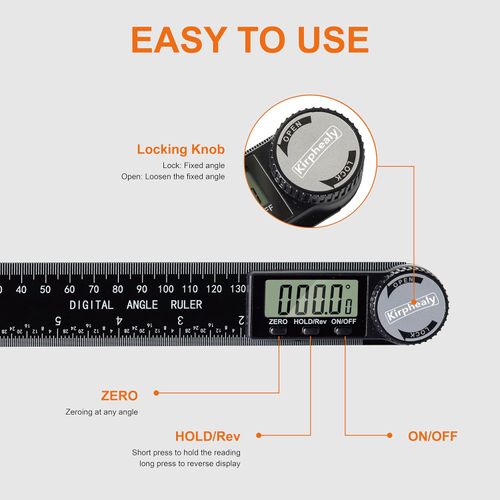 Digital Angle Finder Protractor, 7-Inch（200 mm ）ABS Ruler