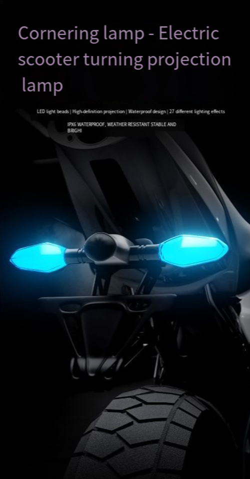 Motorcycle & E-Bike LED Ground Projection Light — High-Brightness, Waterproof, Multi-Color Ambient & Turn Signal Light — Integrated Riding Safety Warning Lamp