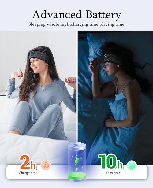 Enjoying ENJ01 Bluetooth 5.2 Wireless Sleep Headphones - Grey, Modern, Comfortable for Side Sleepers, Adults & Teens - 10H Battery, 2-Year Warranty