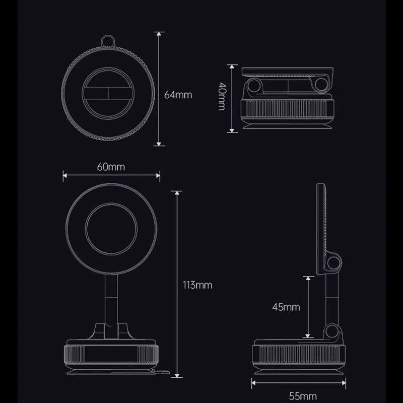 Upgraded 360° Nano Gel Vacuum Magnetic Phone Holder, Car Phone Holder for Magsafe, Suction Cup Phone Mount for Car