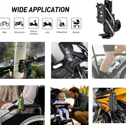 S-Class Self-Adjustable Cup Holder 360° Rotatable Auto-Lock Design Universal for Bikes Motorcycles & Scooters Mounts on Handlebars