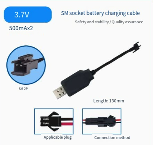 18650 high-capacity charging cable, 3.7V rechargeable battery with protection board, durable.