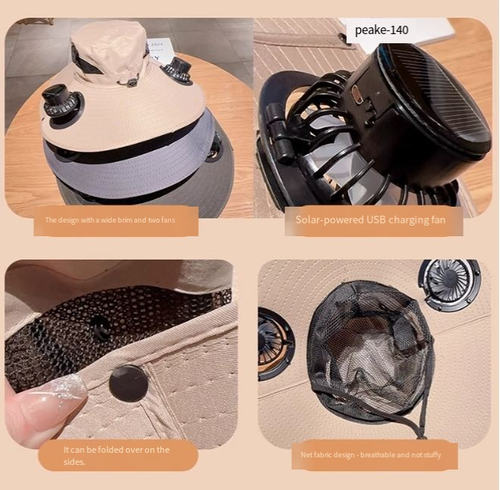Solar-Powered Fan Hat with Wide Brim – Unisex Sun Protection Hat for Summer Fishing, Hiking, and Outdoor Activities (UV-Blocking)