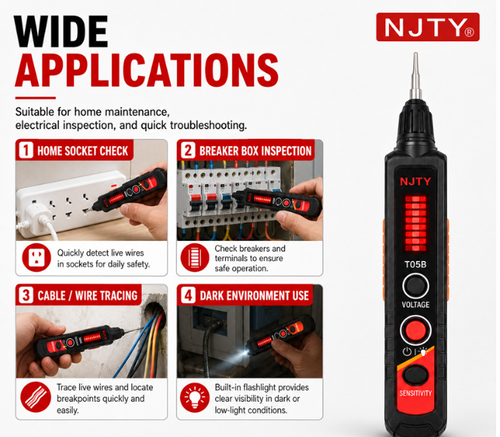 Voice Warning Non-Touch Voltage Tester Pen Automatic Power-off Multifunction Voltage Tester Multi-Functional Accurate for Electricians, Maintenance Workers, DIY Enthusiasts, Circuit Testing, Outlet Tr