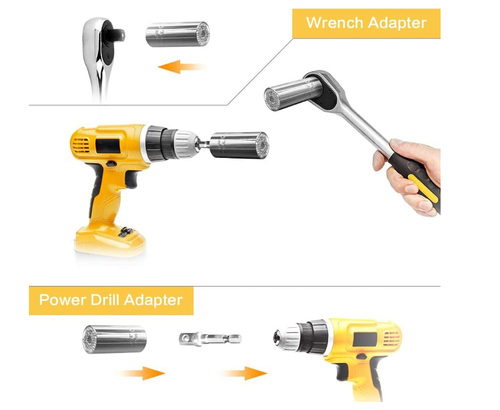 Universal Socket Wrench (7-19mm),Multi-Function Grip,Ratchet Tool Set,Power Drill Adapter