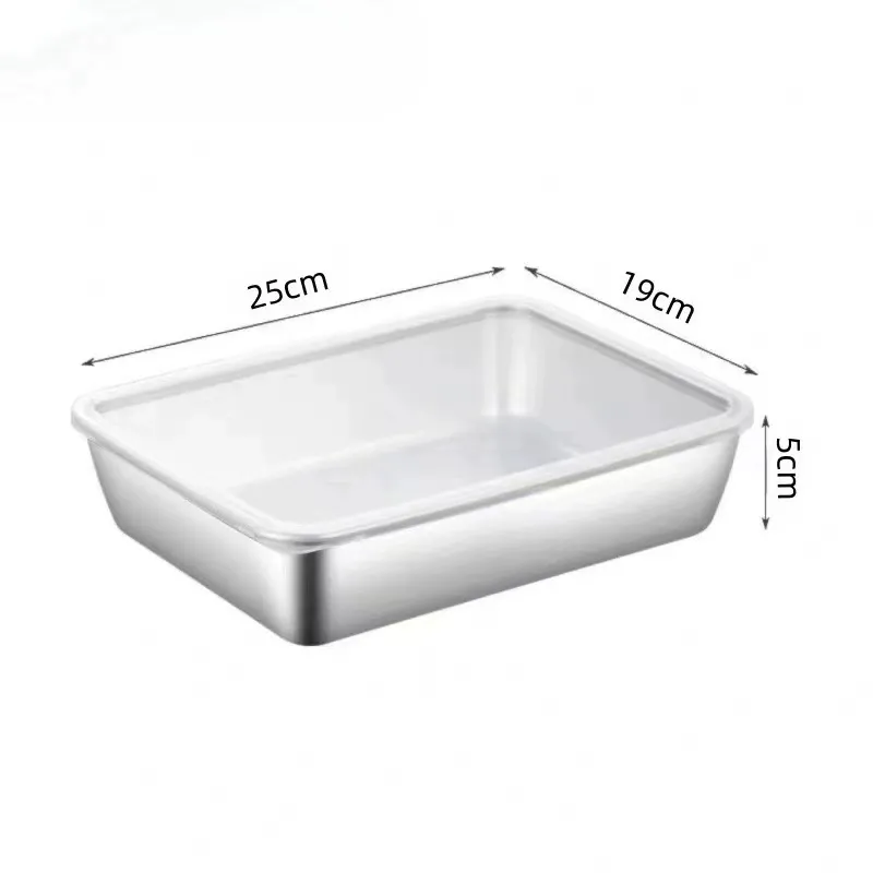 3pack Large Stainless Steel Food Containers Rectangle Food Storage Box Leak Proof Plastic Lid Airtight Meat Storage Container for Fridge,Kitchen Dishwasher Safe