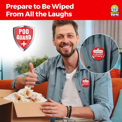 Ultimate Poop Prank Gag Gift Set Contains Wet Wipes, Disposable Underwear, Tissues Hilarious Badge. Novelty Fart Potty Pack Great Friends or Family Multicolor