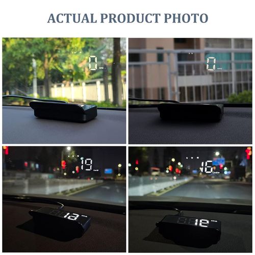 White Windshield Projection Heads Up Display, Digital GPS Speedometer with Speed Travel Direction Function  and Overspeed Alarm Fatigue Driving Alarm  Suitable for All Vehicles