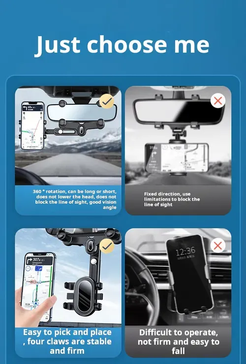 Car rearview mirror AR retractable adjustment navigation special large truck anti-shake fixed car mobile phone holder