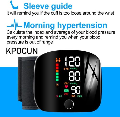 Blood Pressure Monitor Automatic Wrist Machine Large Backlit Display Adjustable Cuff Blood Pressure Detector Voice Broadcast with Carrying Case
