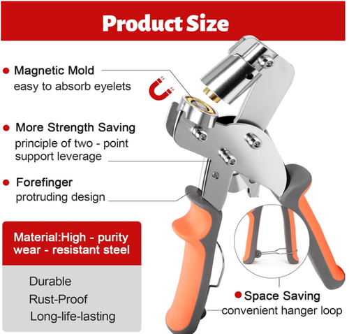 Heavy-duty metal eyelet setting pliers