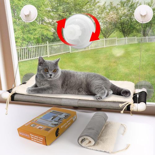 Cat Window Perch, Cat Hammock Fleece Blanket, Screw Suction Cups