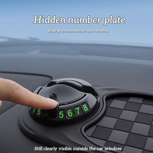 Multifunction Car Anti-Slip Mat, 2025 Multifunctional Car Dashboard Mobile Phone Holder, Auto Universal Rotatable Anti Skid Car Dashboard Pad with Temporary Parking Number