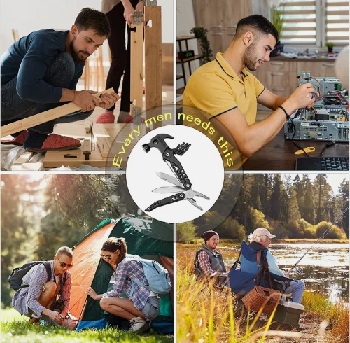14-in-1 Multitool, Valentines Day Gifts for Men Dad Gifts, Mini Hammer Multitool, Small Hammer Tool, Survival Gear and Supplies, Christmas Gift for Boy Husbands