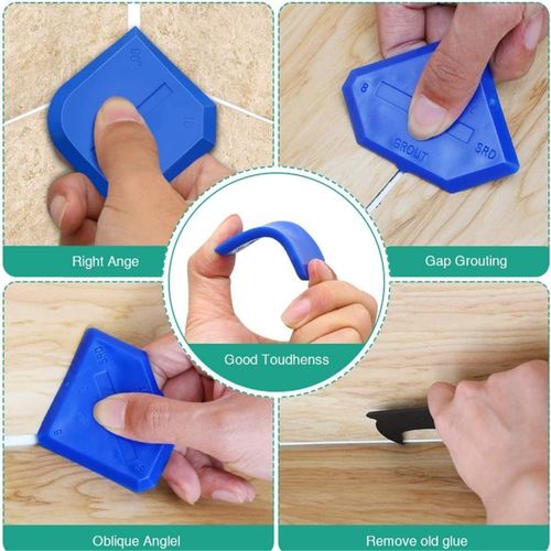 Caulk Remover Scraper, Silicone Caulking Tool, 3 in 1 Grout Remover Tool,Sealant Finishing Tool Grout Remove Scraper Kit  for Bathroom, Kitchen, Floor, Window, Frames Seal