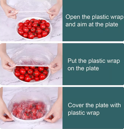 500 Pack Food Bowl Covers Kitchen Storage Lids Fresh Keeping Caps Food Storage Covers Plastic Wrap Bowl Covers for Food Storage