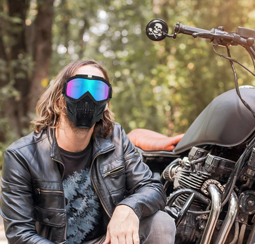 Motorcycle goggles (with a detachable face mask)—suitable for off-road riding, cycling, and motorcycling—featuring UV protection.