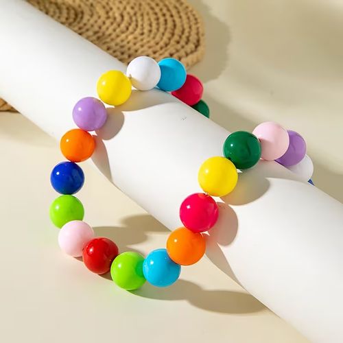 Boho Holiday Party Exaggerated Large Acrylic Candy Beads Necklace