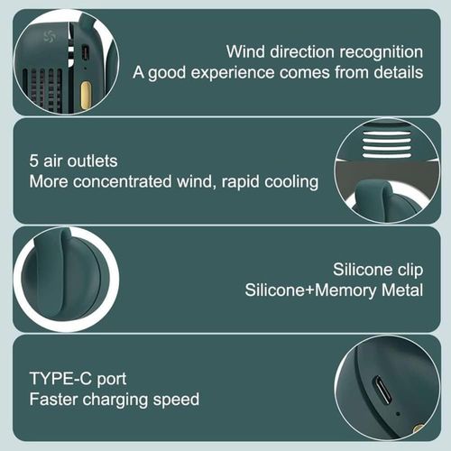 LBEC Portable Snap Fan, Fast Wind Speed Flexible Lightweight USB Rechargeable Portable Fan Low Noise for Camping for Traveling for Beach