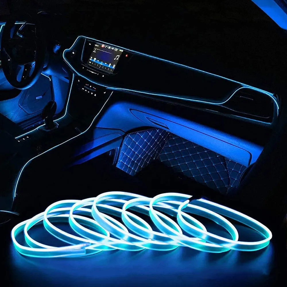 Car Interior Light Atmosphere Ambient Light Tube LED Strip Flexible Neon Lamp (500cm）