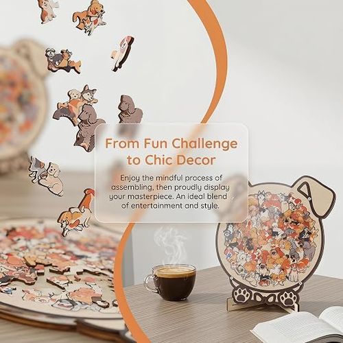 Cartoon Cat Wooden Jigsaw Puzzle – Educational & Stress-Relieving Puzzle for Kids and Adults (Cat-Themed)