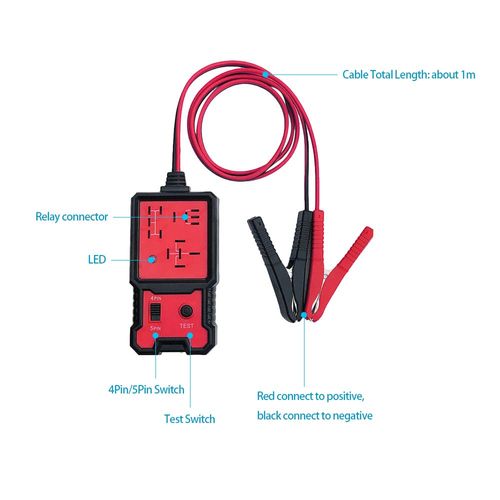 Electronic Relay Tester 12V Car Battery Checker with Clips Auto Relay Diagnostic Tool
