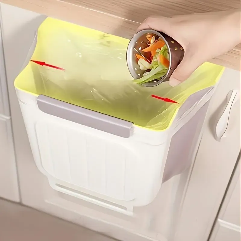 Foldable Household Trash Can – Hanging Waste Bin for Kitchen Cabinet Doors – Creative, Thickened, and Sturdy Design