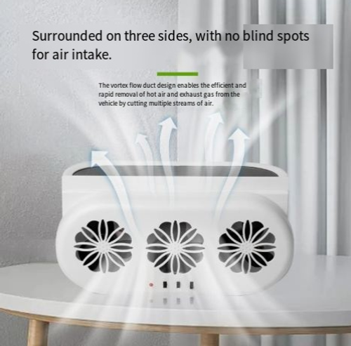 Solar-powered car window exhaust fan – interior air circulation and cooling fan