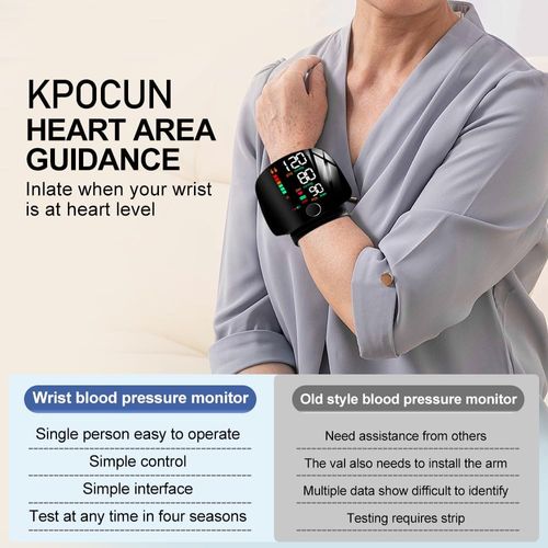 Blood Pressure Monitor Automatic Wrist Machine Large Backlit Display Adjustable Cuff Blood Pressure Detector Voice Broadcast with Carrying Case