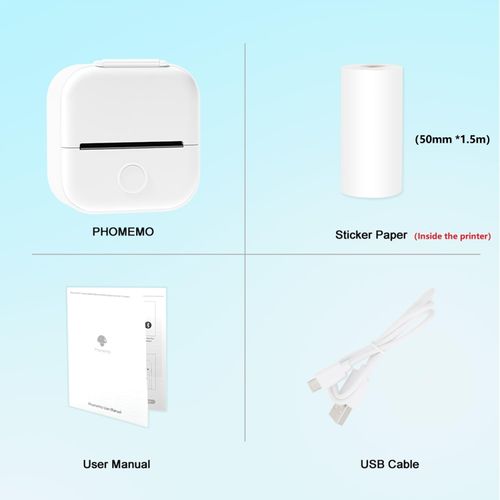 Phomemo Sticker Printer- Print Pods Mini Sticker Printer Maker, Inkless Machine Portable T02, Bluetooth Thermal Pocket Photo Maker for Study Notes, Daily, Photos, DIY, White
