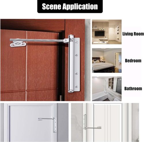 Automatic Door Closer, Safety Spring Door Closer, 304 Stainless Steel Noise Reduction Large Door Closers for Residential and Commercial, Easy to Install