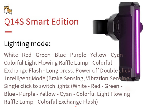 Colorful Flowing Bicycle Tail Light, Brake & Vibration Induction, Seat Post Mounted Cycling Warning Light