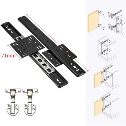 Side Mount Ball Bearing Drawer Rails Cabinet Accessories Soft Close Electroplating Silend Steel Ball Drawer Slide for Cabinet Drawers Furniture Cabinet Hinge Slide(13.78 inch Black)