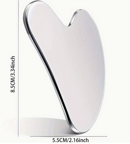Stainless Steel Gua Sha Facial Tools, Lymphatic Drainage Massager for Face, Face Sculpting & Jawline Shaper, Puffiness Reducing, Neck Body Guasha Tool, Skin Care Gift for Women Men with Pouch