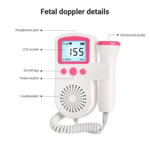 Fetal Doppler - Your Portable Companion for Pregnancy: 50-230M Measuring Hz, LCD Display, Pocket Size (Pink)