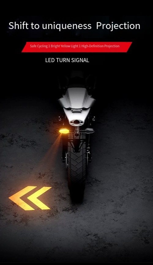Motorcycle & E-Bike LED Ground Projection Light — High-Brightness, Waterproof, Multi-Color Ambient & Turn Signal Light — Integrated Riding Safety Warning Lamp