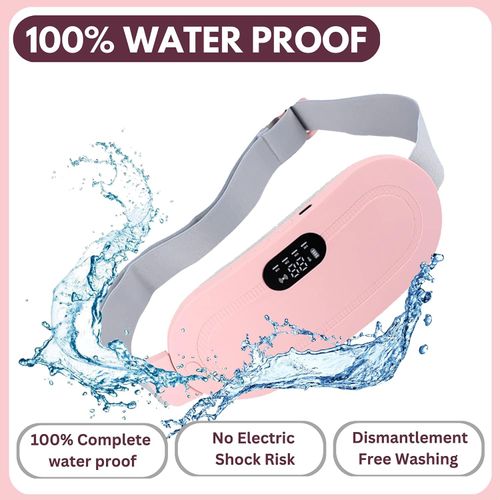 Cordless Period Cramp Relief Massager Belt with 3 Speed & 3 Crampfree Massage Modes | The Ultimate Heating Pad for Period Cramps Led Display (Pink & White Belt)