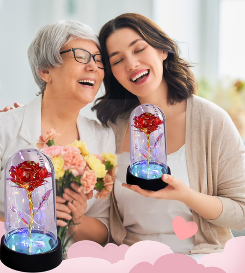 Valentines Day Glass Rose Eternal Rose Gifts for Women Birthday Gifts for Mom Light Up Rose In Glass Dome Eternal Rose Flower Gifts Valentines Day Rose Gifts for Her Valentines Day Gifts