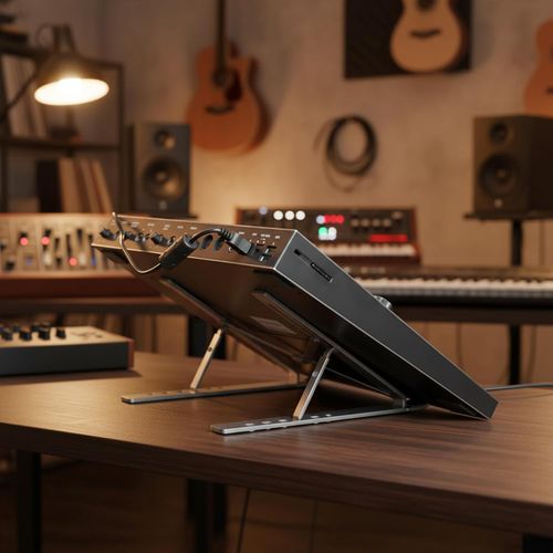 Compact QuickSwitch Stand, Portable Multi Angle Viewing Foldable Riser - Metallic Silver