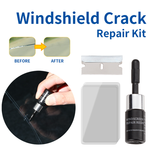 Windshield Crack Repair Kit, DIY Glass Repair Resin for Chips,Curing Films, Scraper, Quick Fix, Saves Cost, Portable, for Laminated Auto Glass